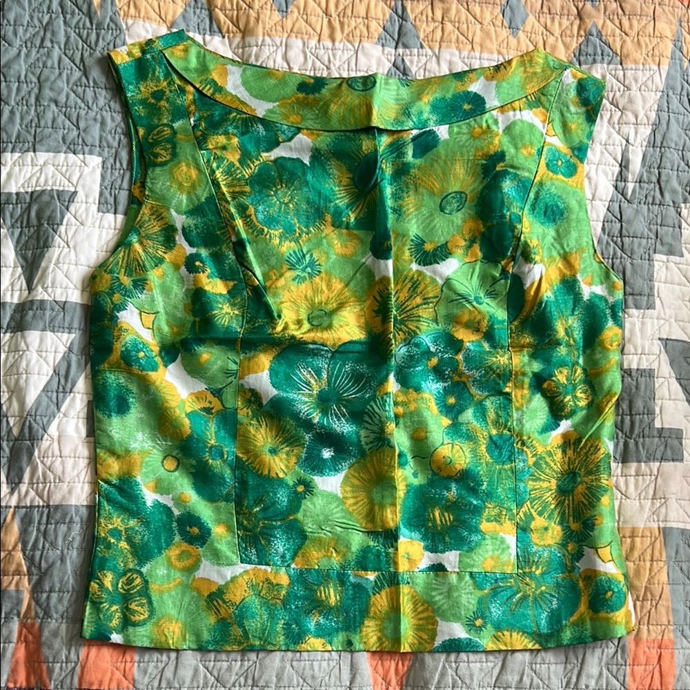 Vintage Vibrant Floral Sleeveless Top